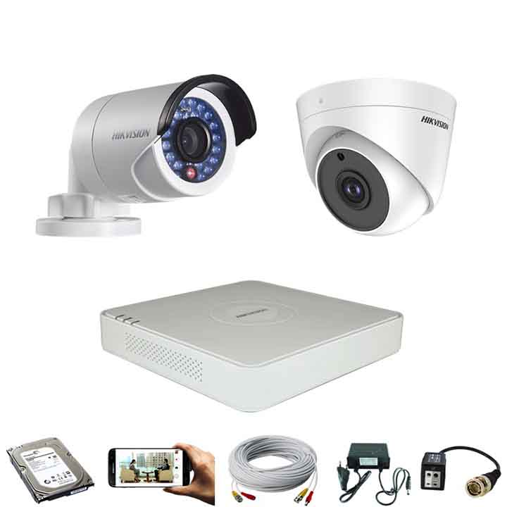 02 pcs 2MP hikvision cctv camera package