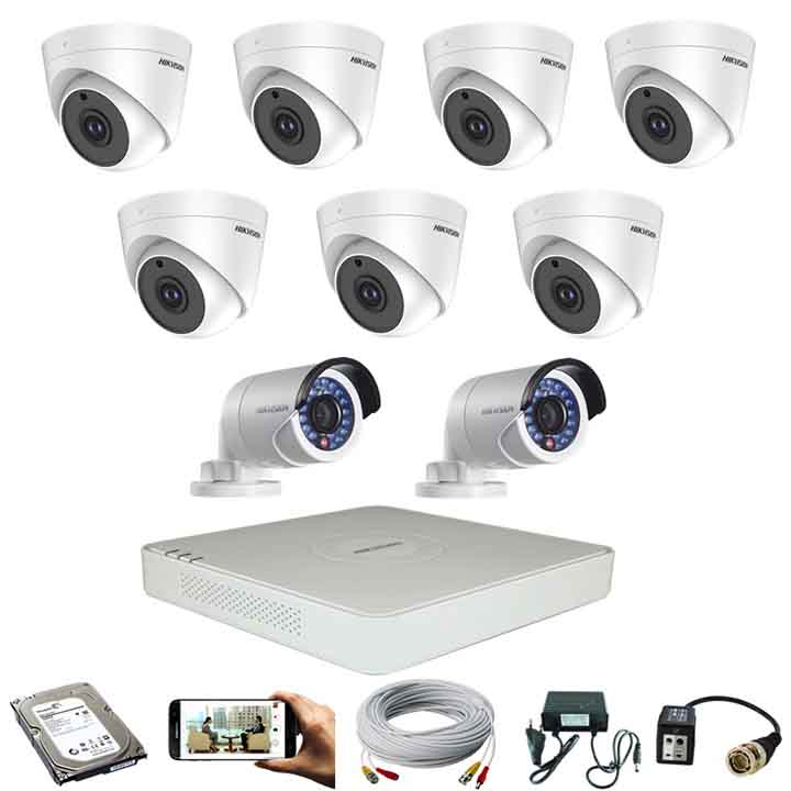 09 pcs 2MP hikvision cctv camera package