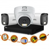 03 pcs 2MP Full Color Audio Dahua cctv camera package